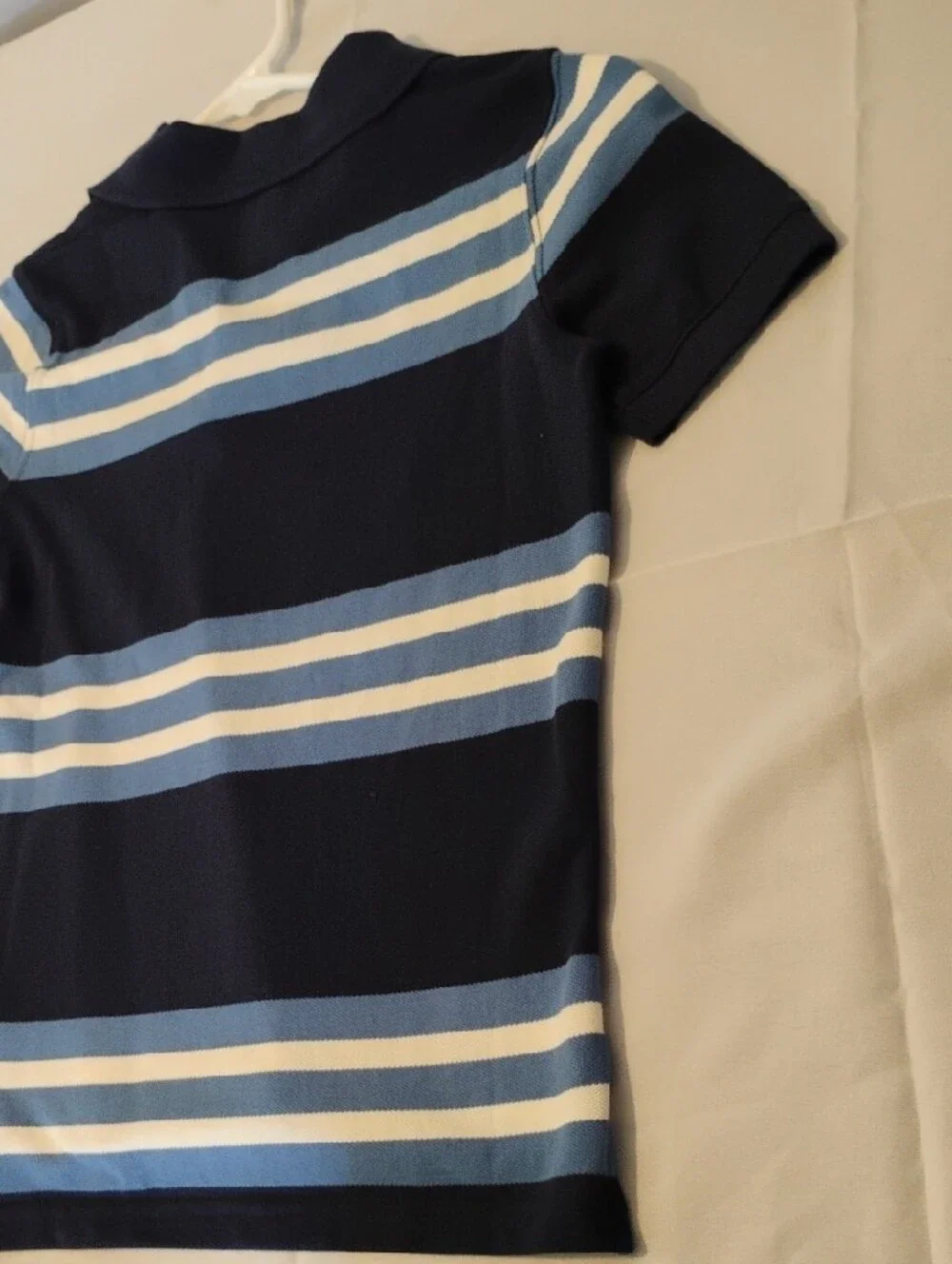 Gap Kids Boys Striped Polo Shirt Short Sleeve Navy Blue White Size S Small 6